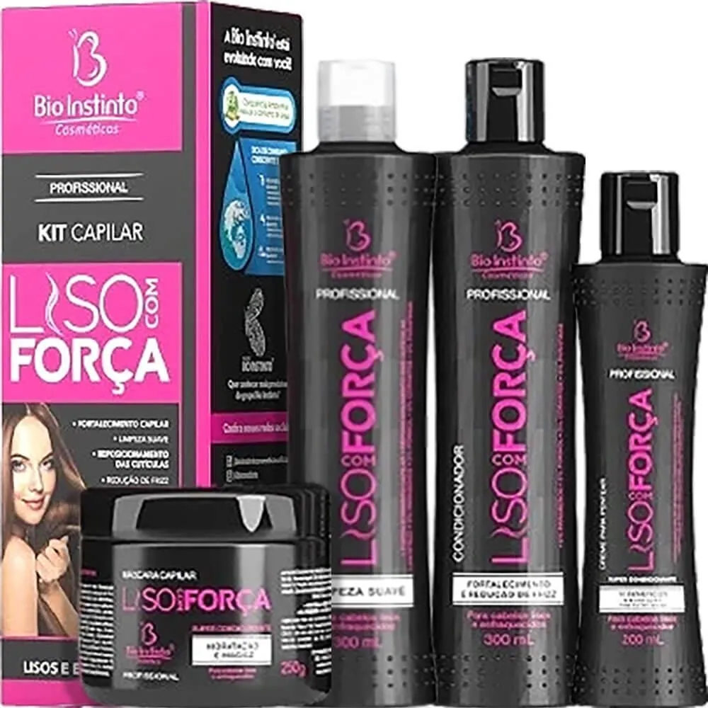 Bio Instinto Liso com Força - Kit para Cabelos Lisos e Enfraquecidos (4 Produtos)