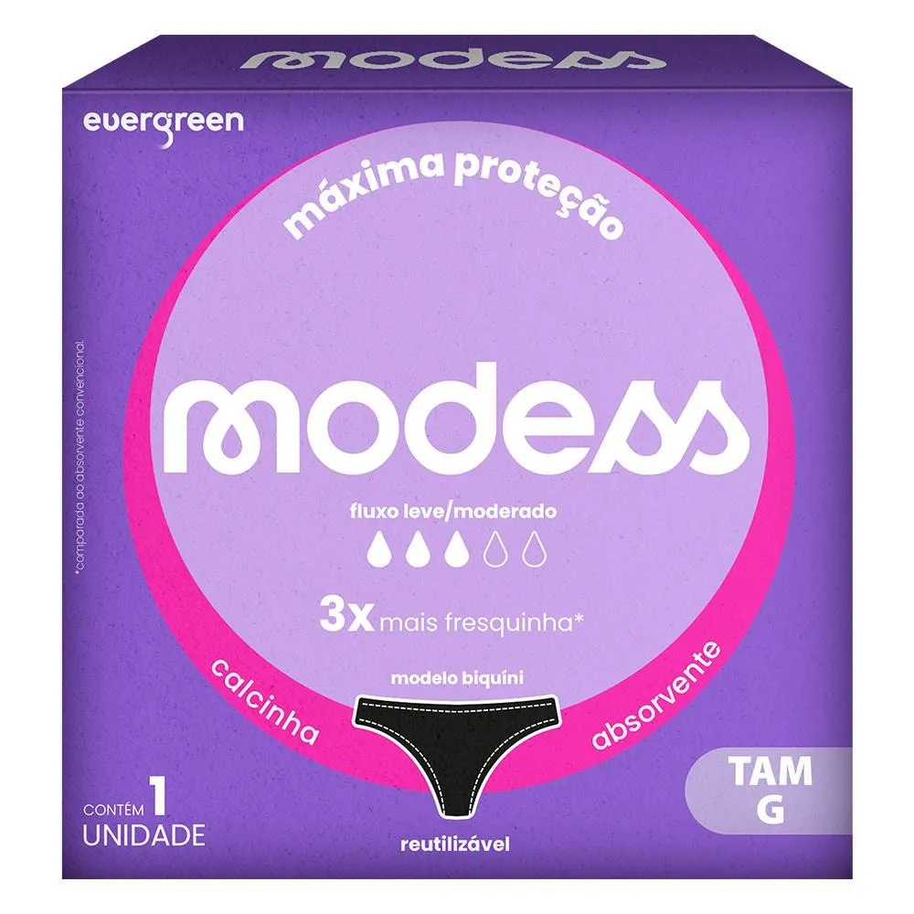 Calcinha Absorvente Modess Fluxo Leve/Moderado G