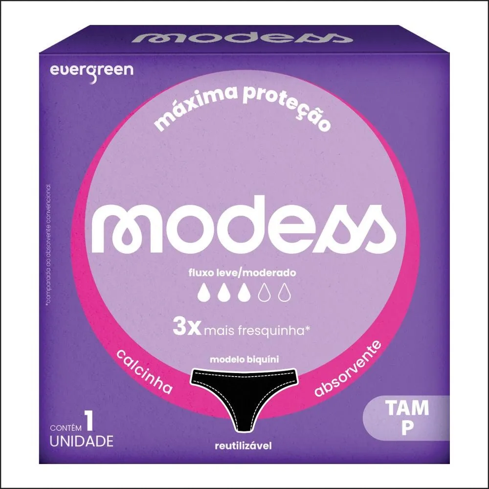 Calcinha Absorvente Modess Fluxo Leve/Moderado P