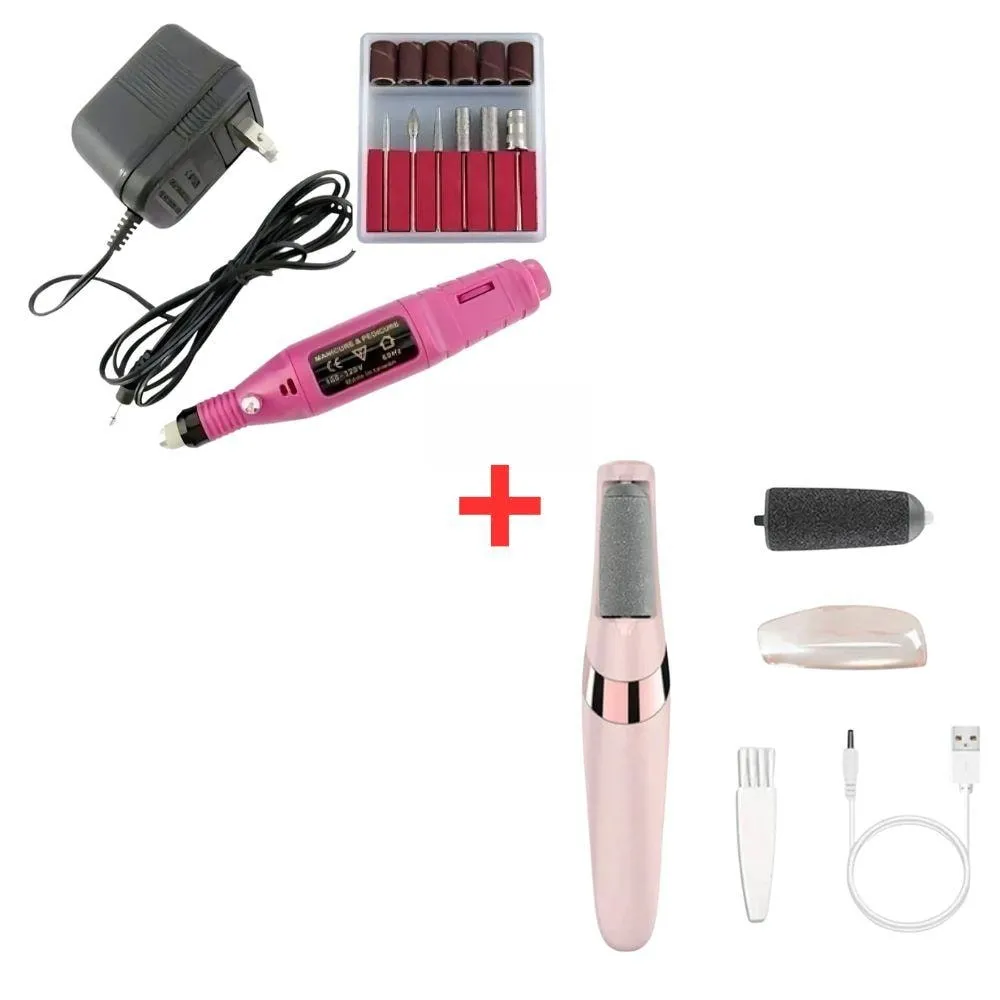 Kit Lixadeira Unha Eletrica Profissional Motor Bivolt E Removedor de Calos Portátil Esfoliador para os Pés USB