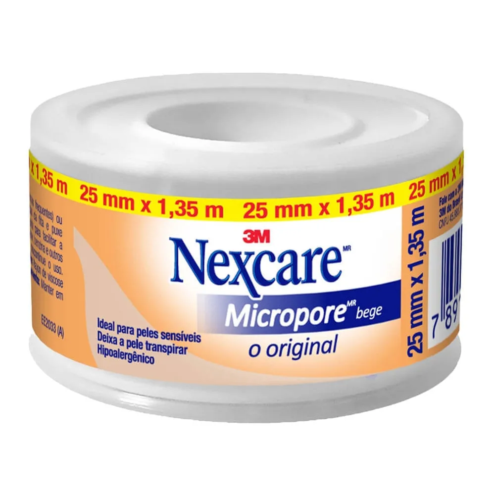 Fita Micropopore Bege Peles Sensíveis Nexcare 3M 25mmx1,35m