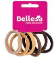 Elástico para Cabelo Bellesa Meia Marrom 6 Unidades