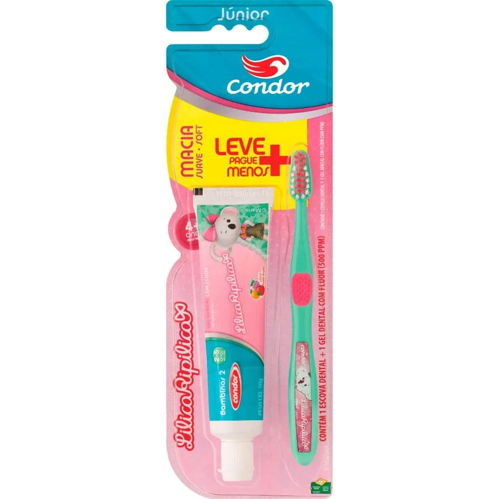 ESCOVA DE DENTES CONDOR JR LILICA RIPILICA + GEL DENTAL