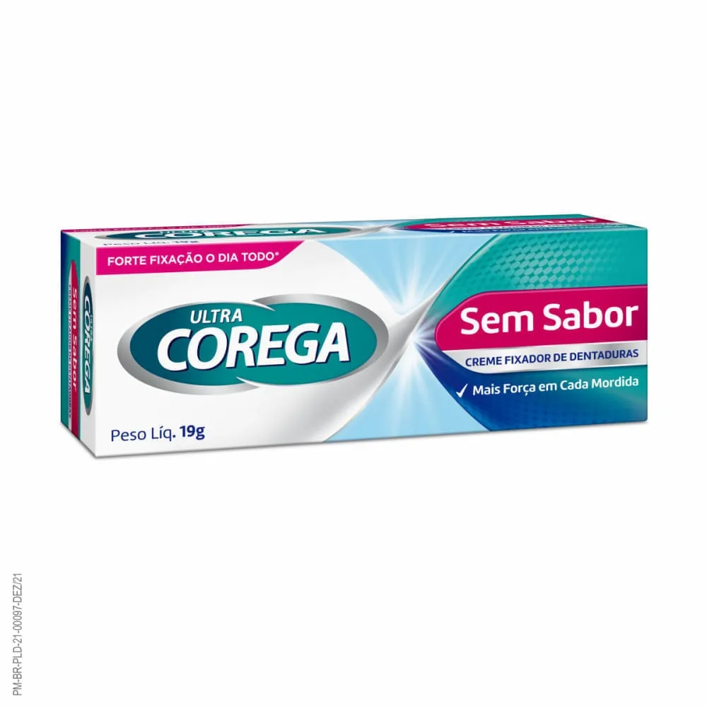 Corega Ultra Creme Fixador para Dentaduras Sem Sabor 19g
