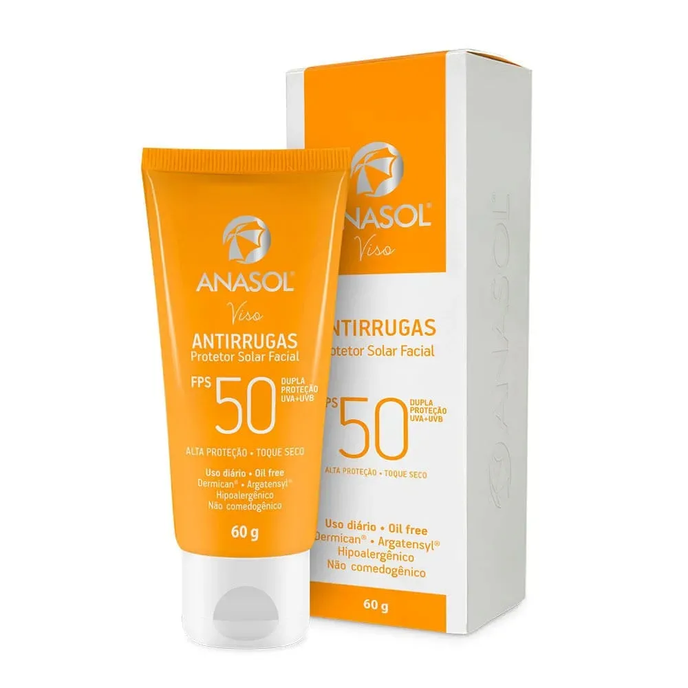 Protetor Solar Anasol Antirrugas Facial Oil Free FPS50 60g