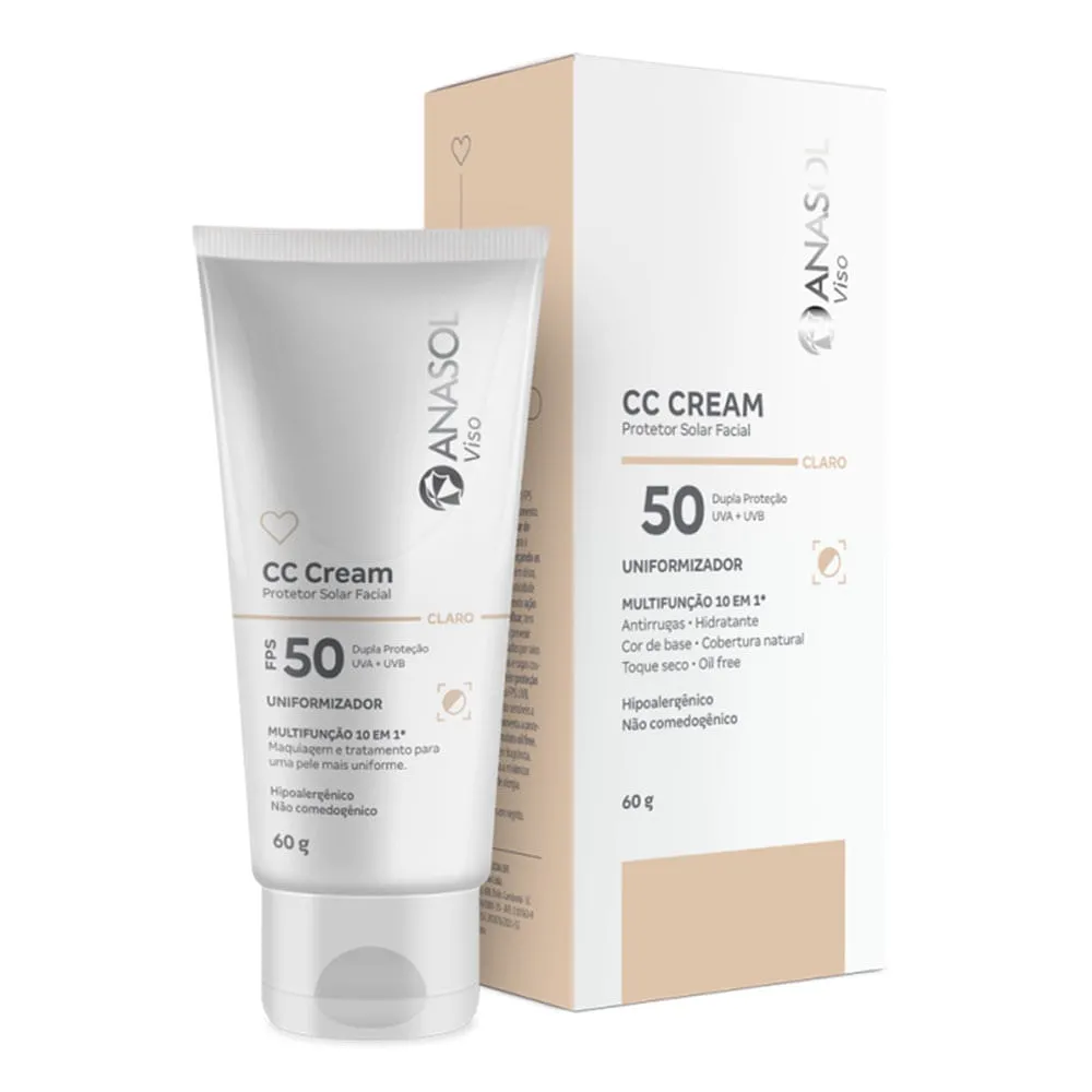 Protetor Anasol Viso CC Cream Uniformizador Claro FPS50 60g