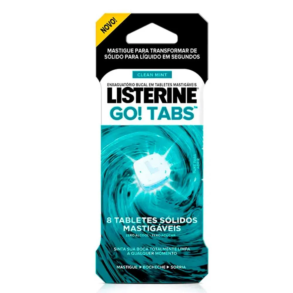 Enxaguante Bucal Listerine Go! Tabs 8 Tabletes Mastigáveis