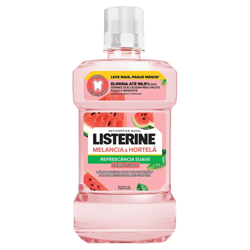 Enxaguante Bucal Listerine Sem Álcool Melancia e Hortelã 500ml