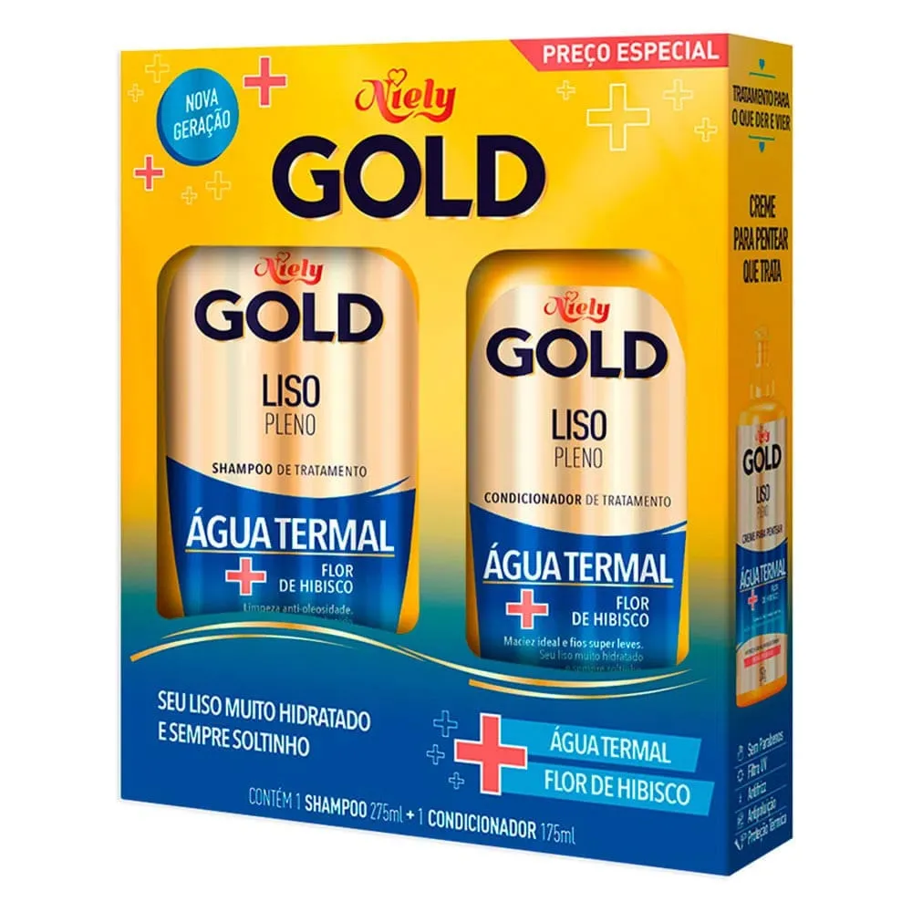 Kit Niely Gold Liso Pleno Shampoo 300ml+Condicionador 200ml