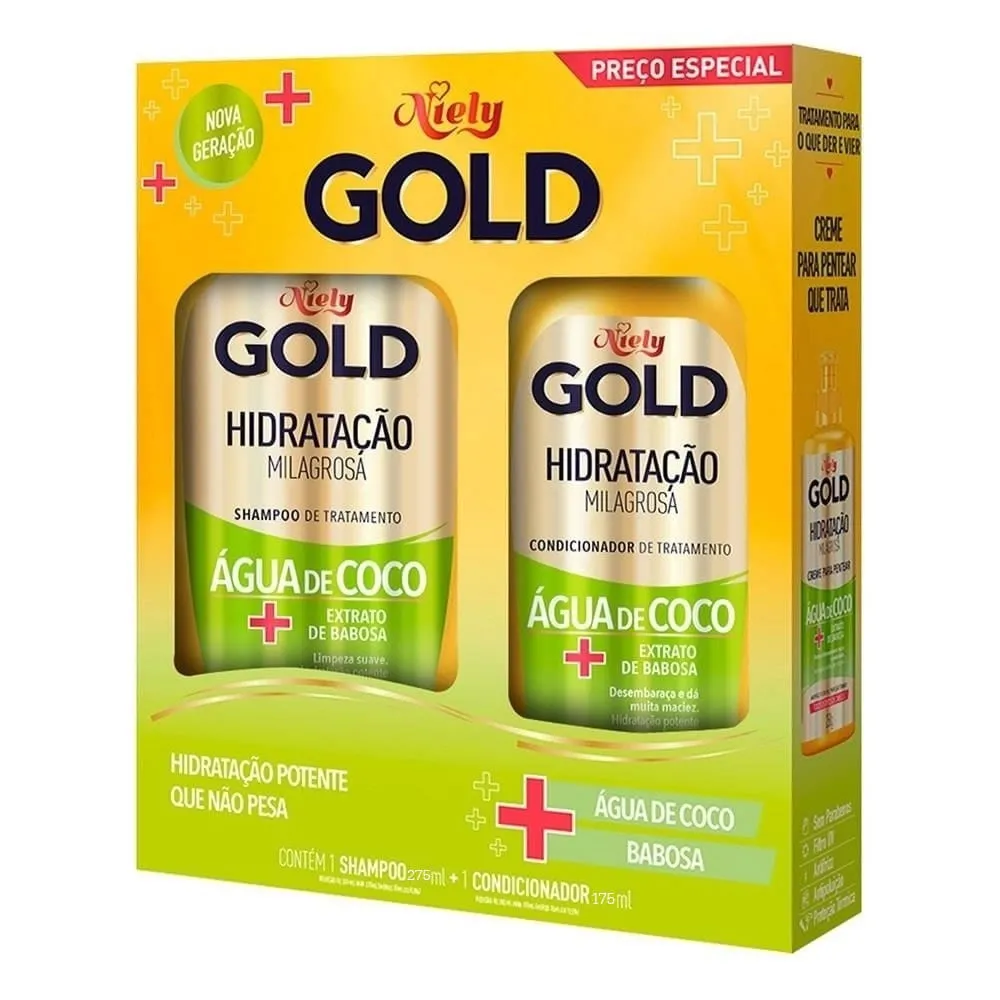 Kit Niely Gold Hidratação Milgrosa Água de Coco Shampoo+Cond