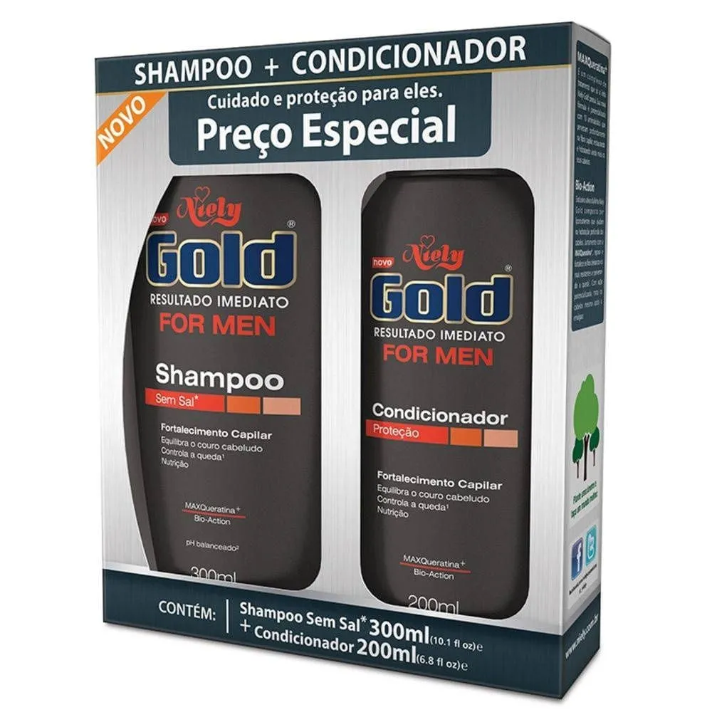 Kit Niely Gold For Men Shampoo 300ml+Condicionador 200ml