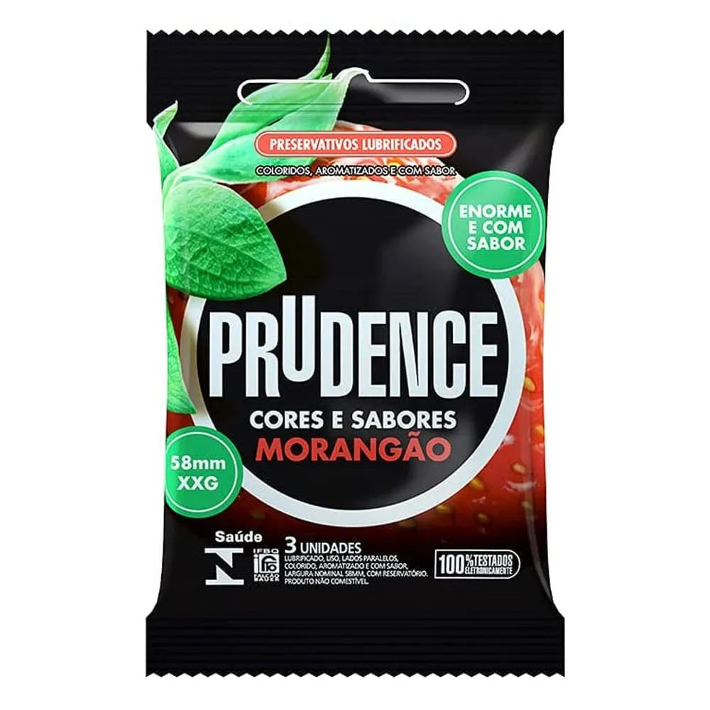 Preservativo Prudence Cores e Sabores Morangão 3 Camisinhas