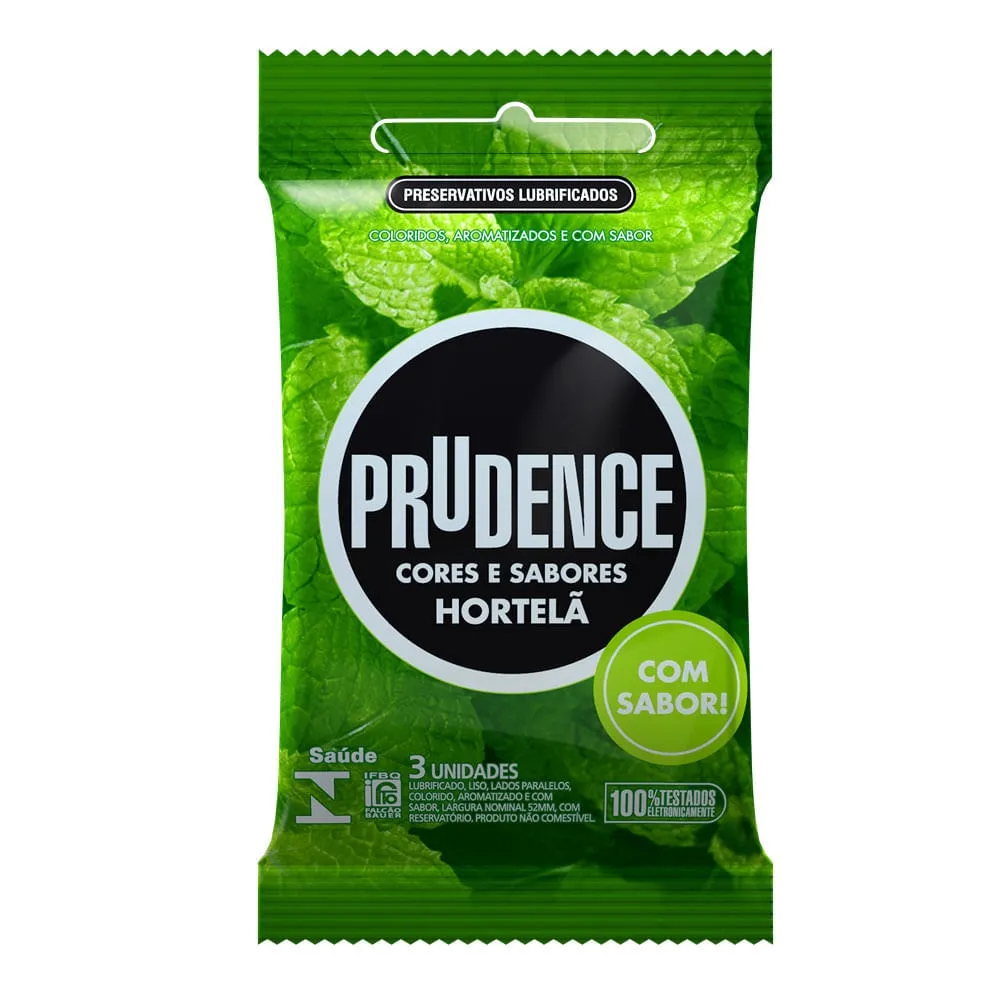 Preservativo Prudence Cores e Sabores Hortelã 3 Camisinhas