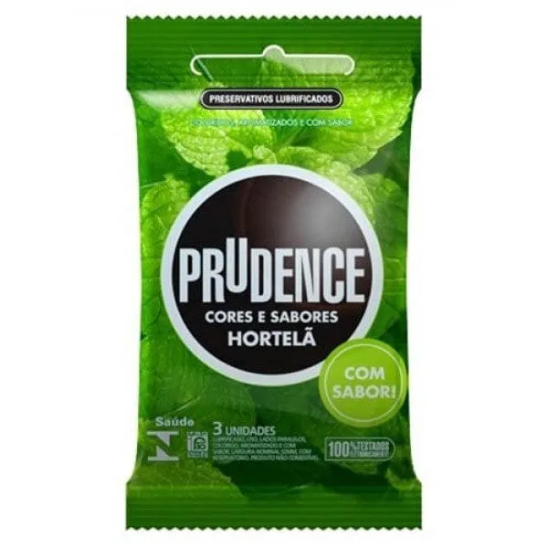 Preservativo Prudence Cores E Sabores Hortela com 3 unidades