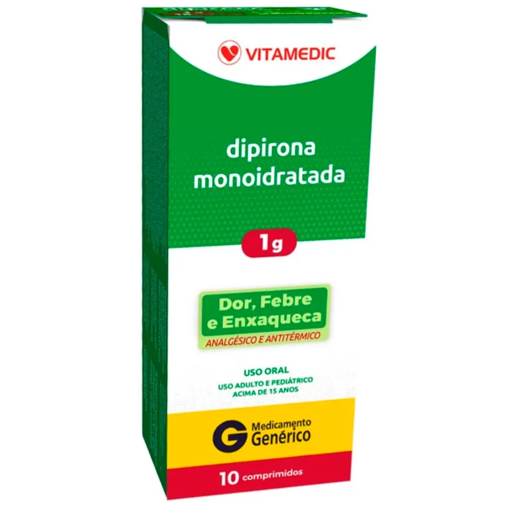 Dipirona Monoidratada 1g 10 Comprimidos Vitamedic