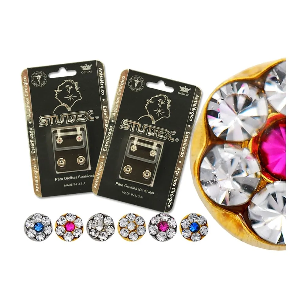 Brincos Studex Deluxe Com 1 Par de Brinco Cores Sortidas