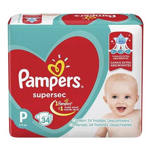 Fralda Pampers Supersec Tamanho P 34 Unidades