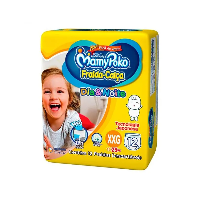 Fralda Mamypoko Dia & Noite Calça Mega Tamanho XXG 12 Unidades