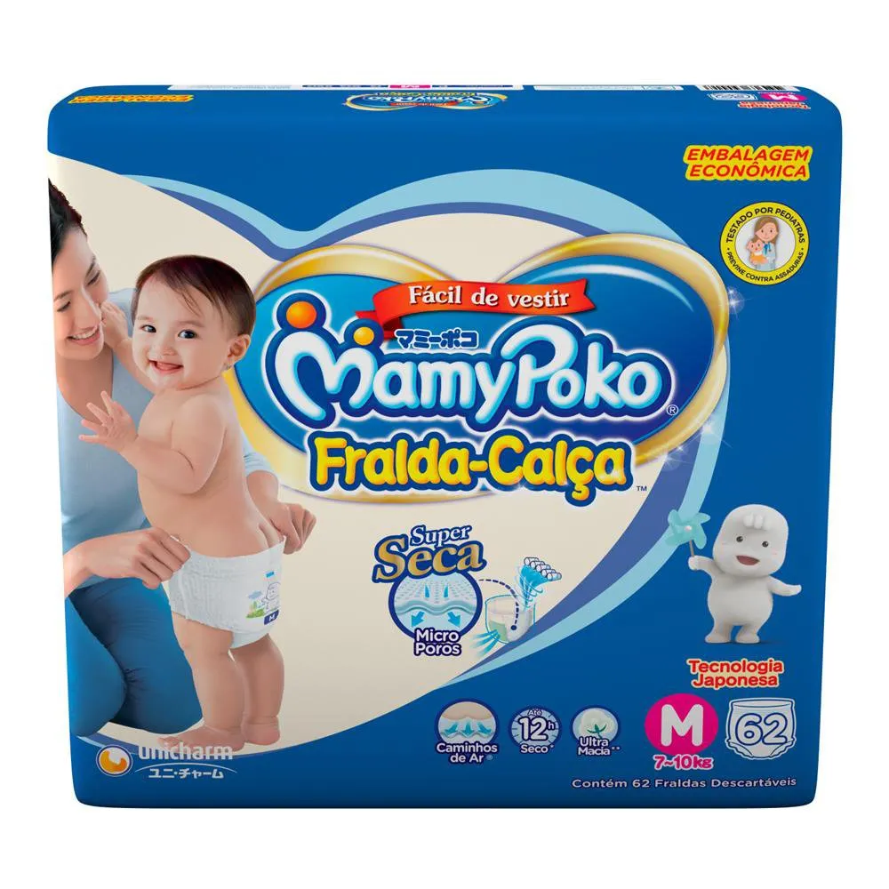 Fralda Mamypoko Calça Hiper Tamanho M 62 Unidades