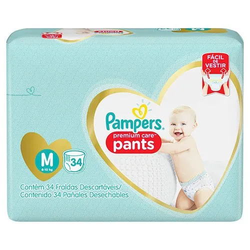 Fralda Pampers Pants Premium Care Tamanho M 34 Unidades