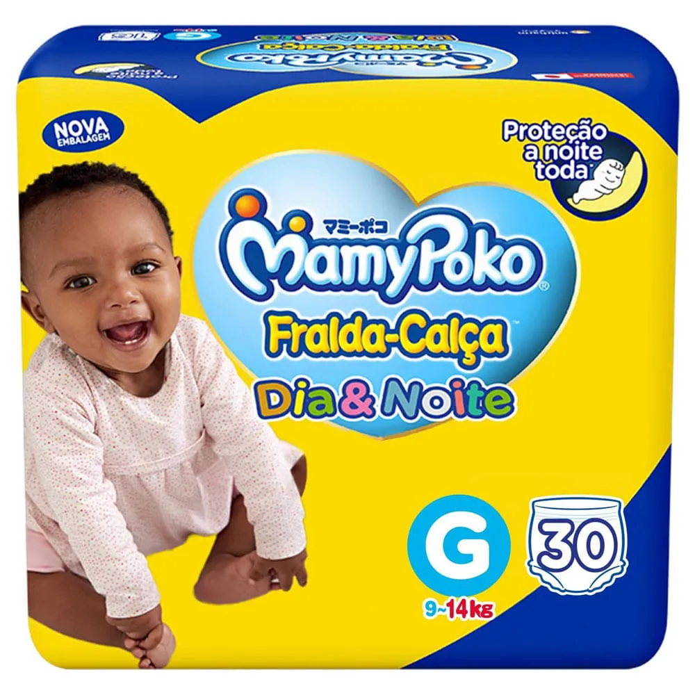 Fralda MamyPoko Dia&Noite Calça Jumbo Tamanho G 30 Unidades