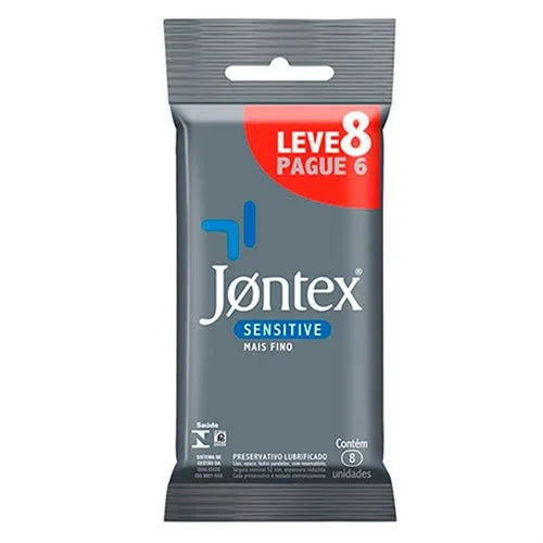 Preservativo Lubrificado Jontex Sache Sensitive Leve 8 Pague 6