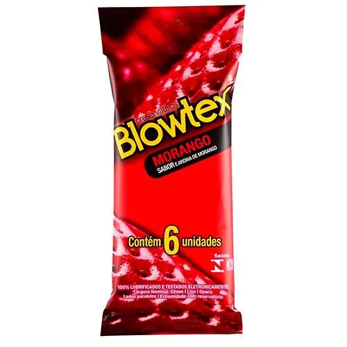 Preservativo Lubrificado Blowtex Morango 7 Unidades Sachê