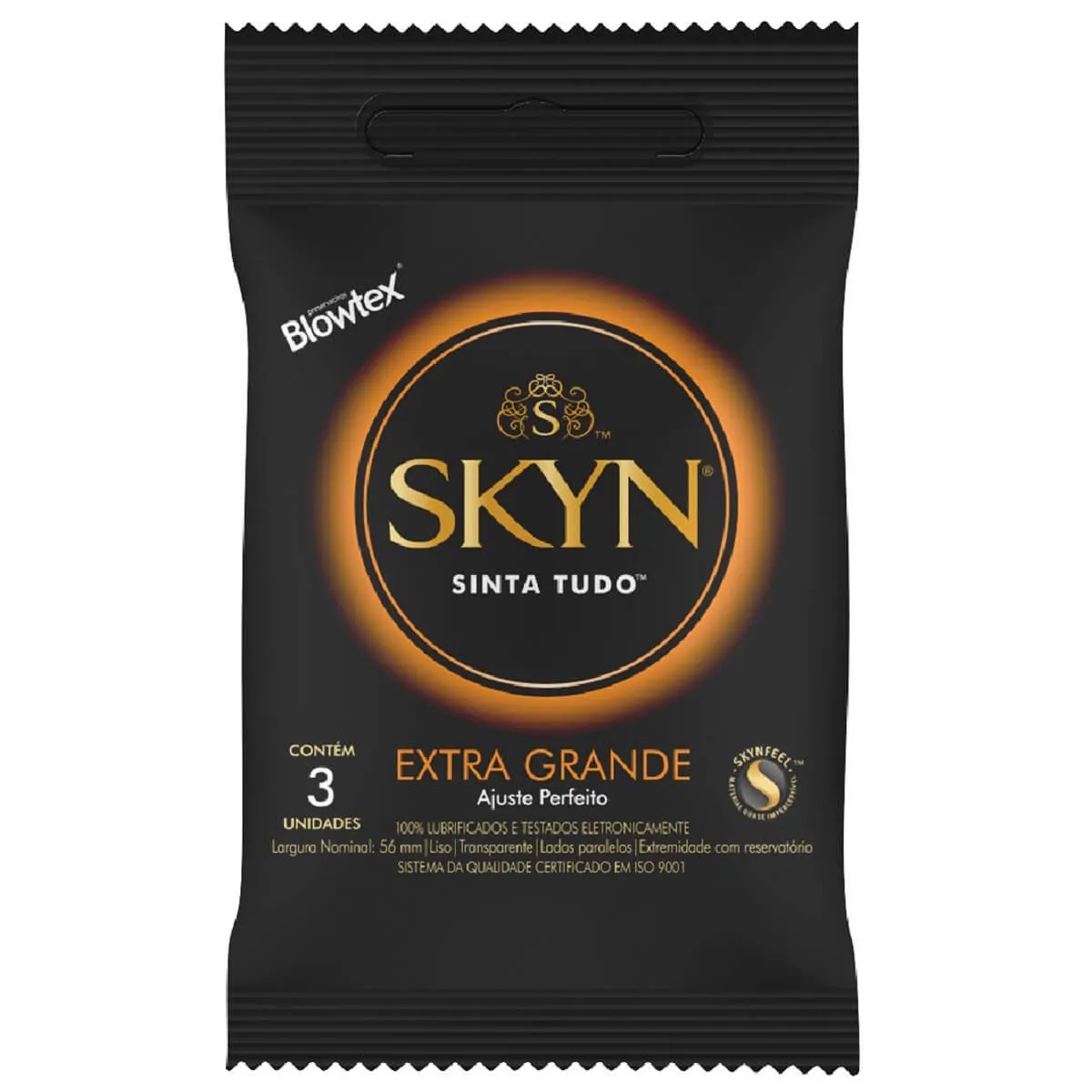 Preservativo Lubrificado Blowtex Skyn Sachê Extra Grande 3 Unidades