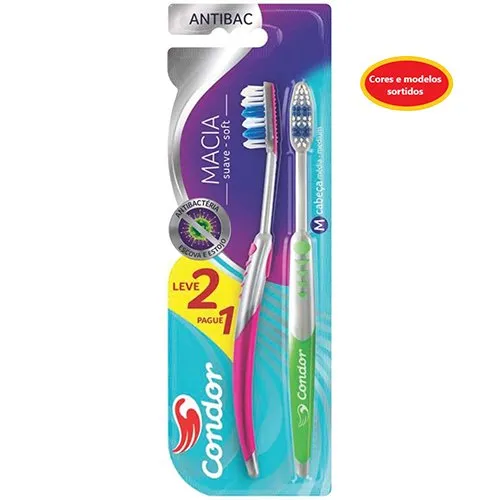 Escova Dental Condor Antibac Soft Suave Leve 2, Pague 1