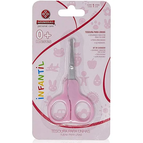 Tesoura de Unha P/ Bebê Mundial BBC-99 Rosa