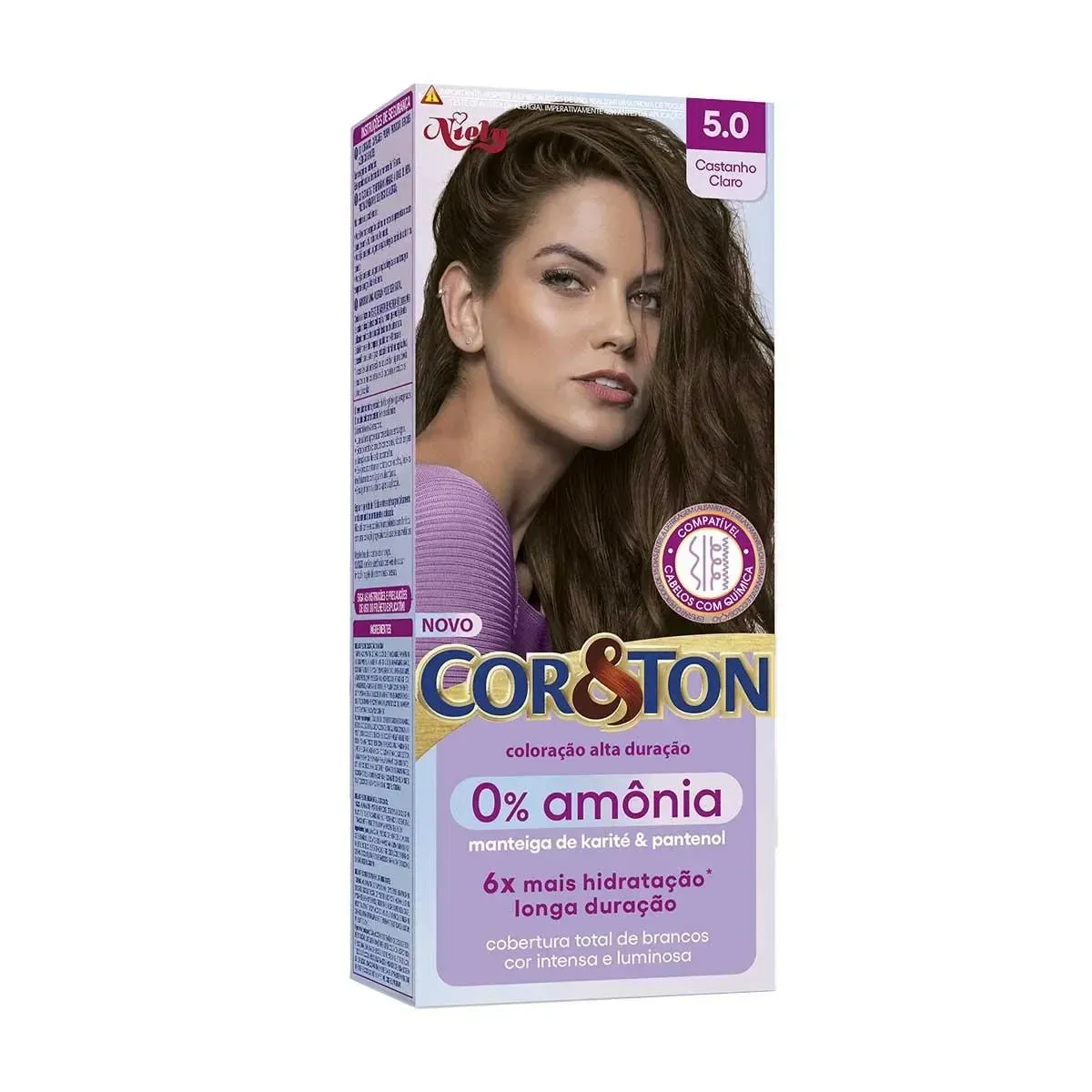 Coloração Cor&Ton Niely 0% Amônia 5.0 Castanho Claro