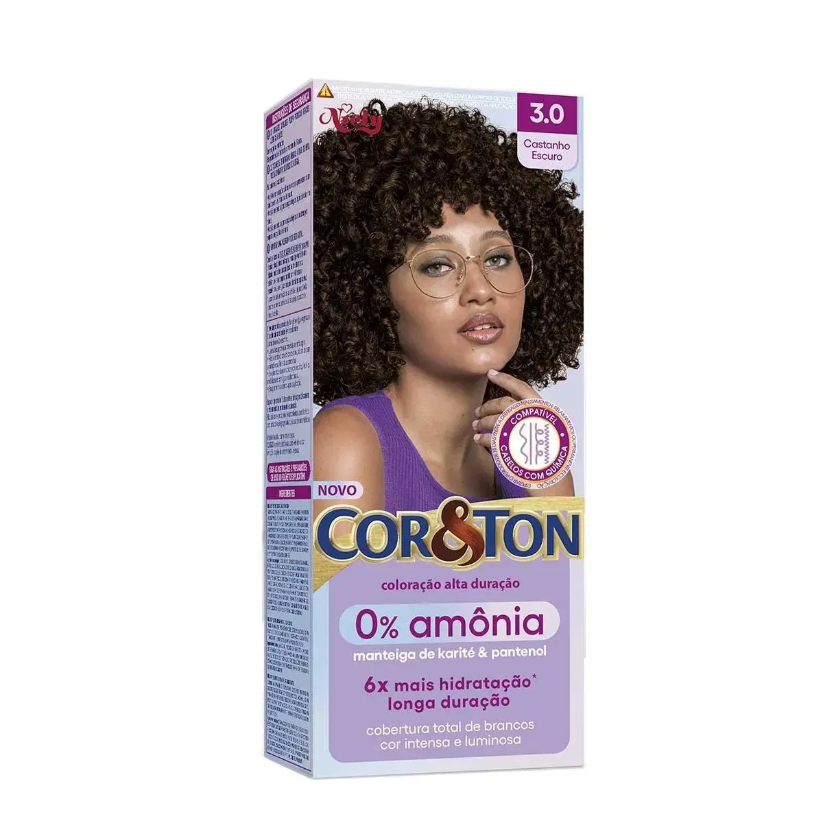 Coloração Cor&Ton Niely 0% Amônia 3.0 Castanho Escuro