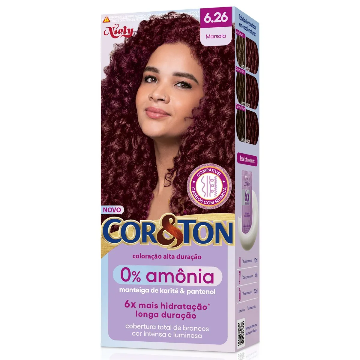 Coloração Cor&Ton Niely 0% Amônia 6.26 Marsala