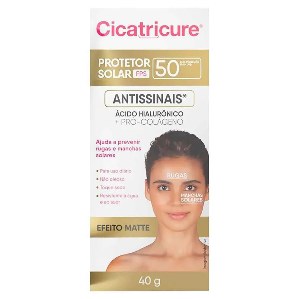 Protetor Solar Facial Cicatricure FPS50 Matte 40g