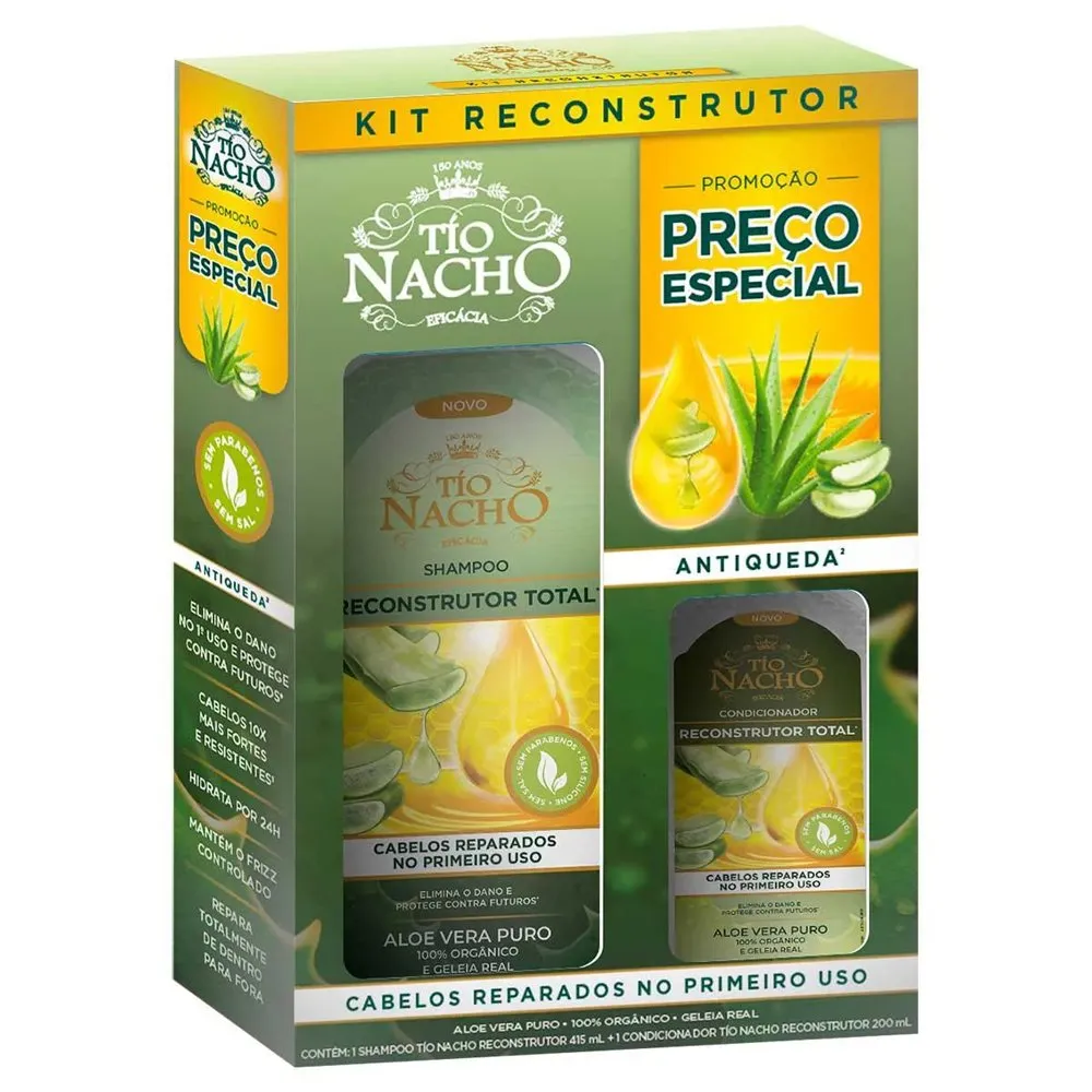 Kit Tio Nacho Reconstrutor Antiqueda Shampoo 415ml + Condicionador 200ml