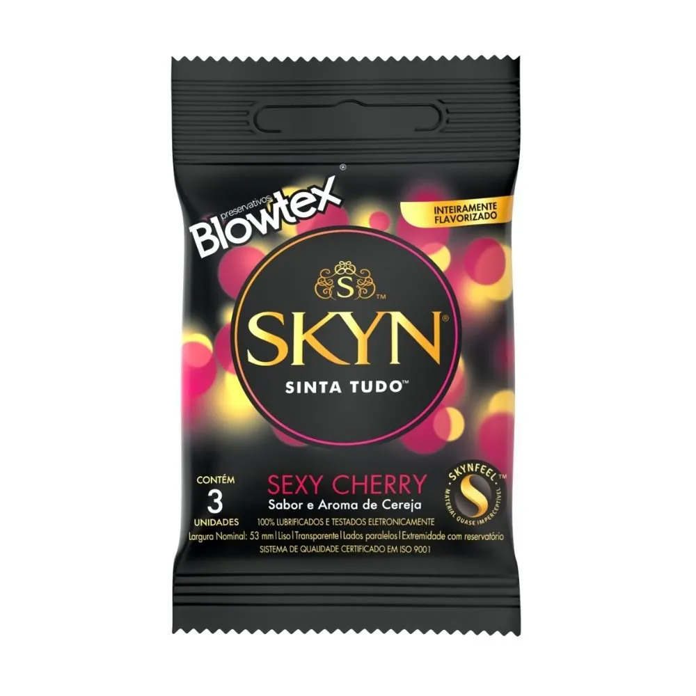 Preservativos Blowtex Skyn Sinta Tudo Sexy Cherry 3 Unidades