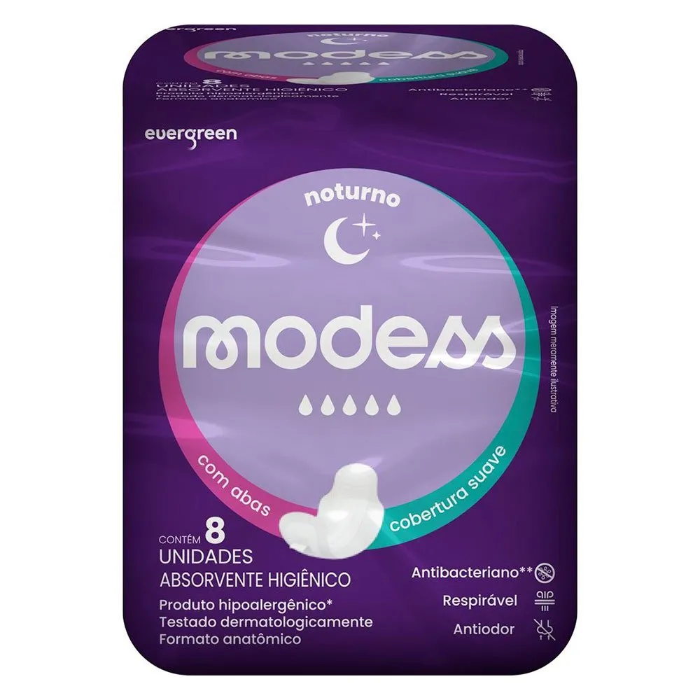 Absorvente Modess Noturno Suave Com Abas 8 Unidades