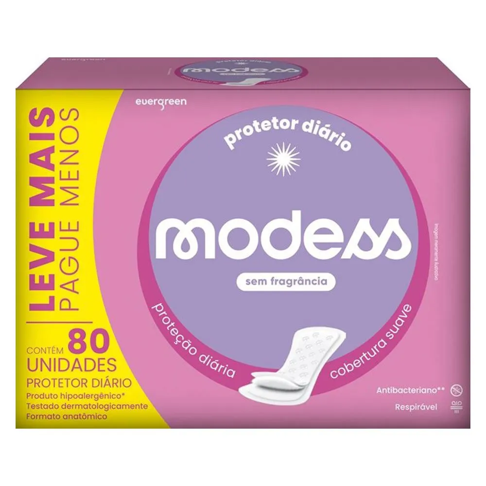 Absorvente Protetor Diário Modess Suave Com Abas 80 Unidades