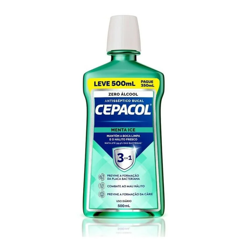 Enxaguante Bucal Cepacol 3 em 1 Menta Ice Sem Álcool 500ml
