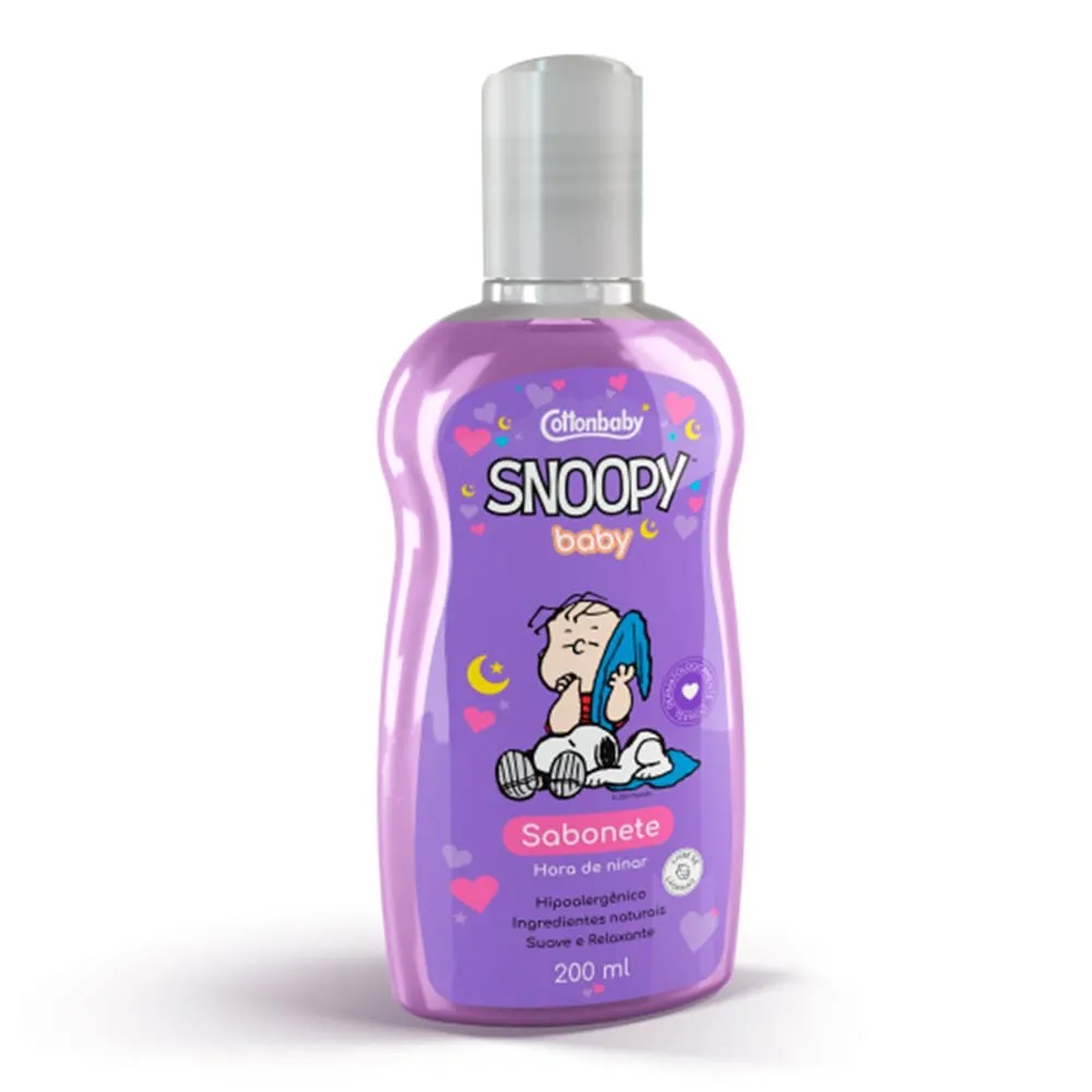 Sabonete Líquido Infantil Cottonbaby Snoopy Bebê para Dormir 200ml