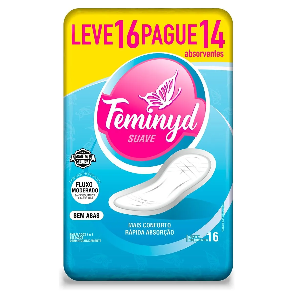 Absorvente Suave Sem Abas Leve 16 Pague 14 Feminyd