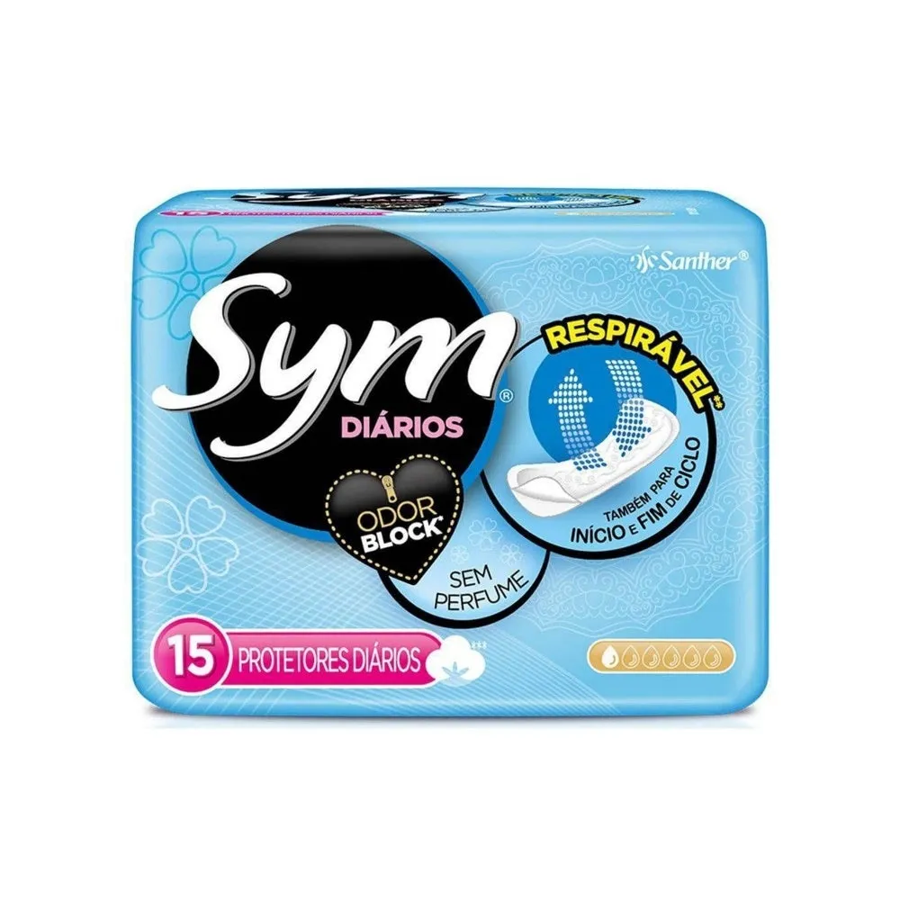 Absorvente Sym Protetor Diário Sem Aba Sem Perfume C/15
