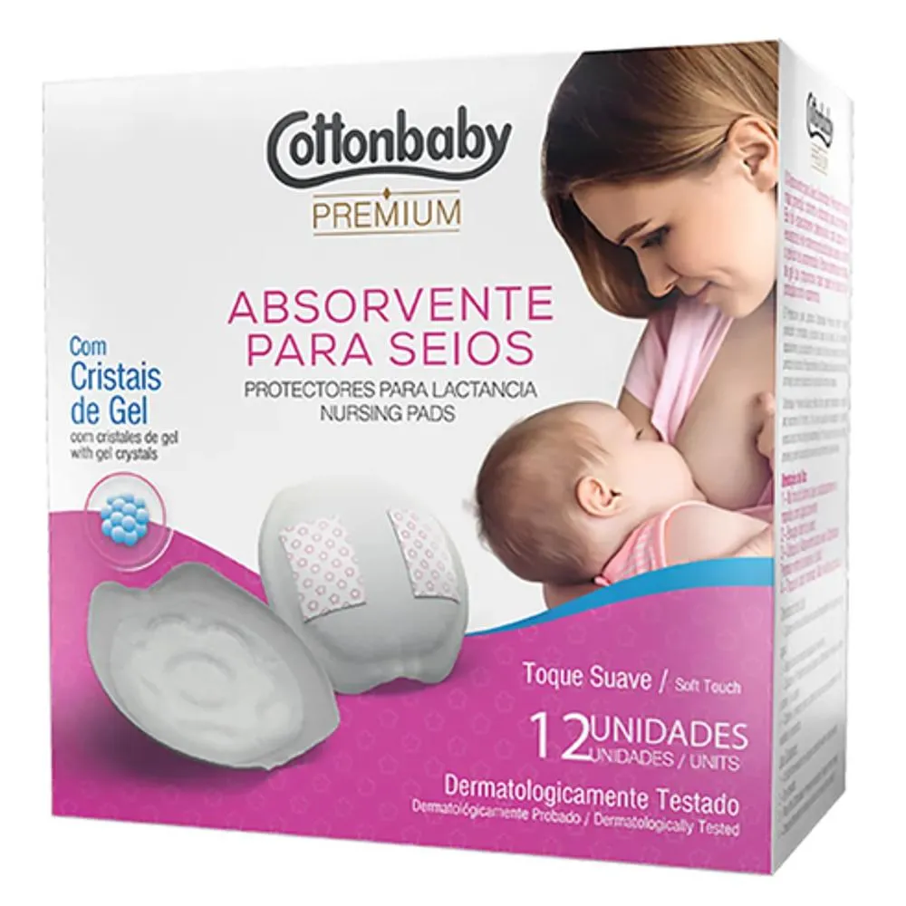 Absorventes para Seios Cottonbaby Materna Anatômico 12 Unidades
