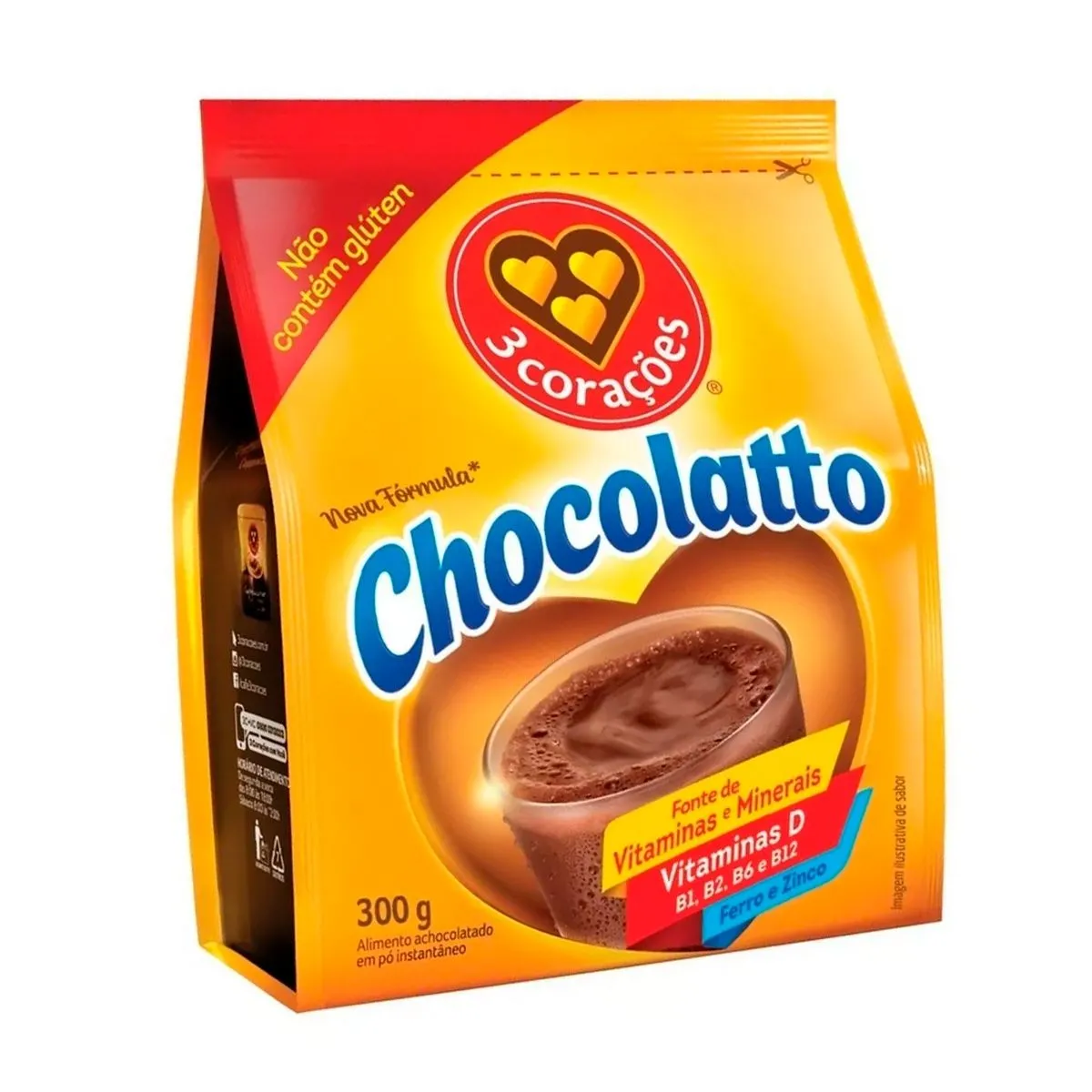 Achocolatado Em Pó Chocolatto Sachê 300g 3 Corações