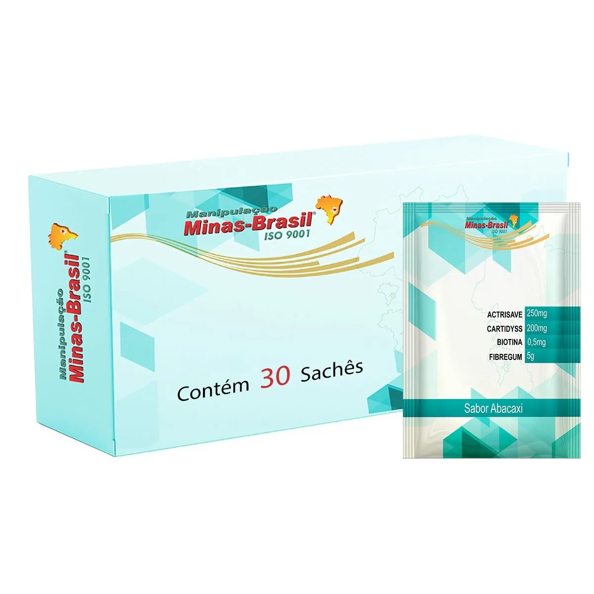 Actrisave 250Mg+Cartidyss 200Mg+Biotina 0,5Mg+Fibregum 5g – 30 Sachê Sabor Abacaxi