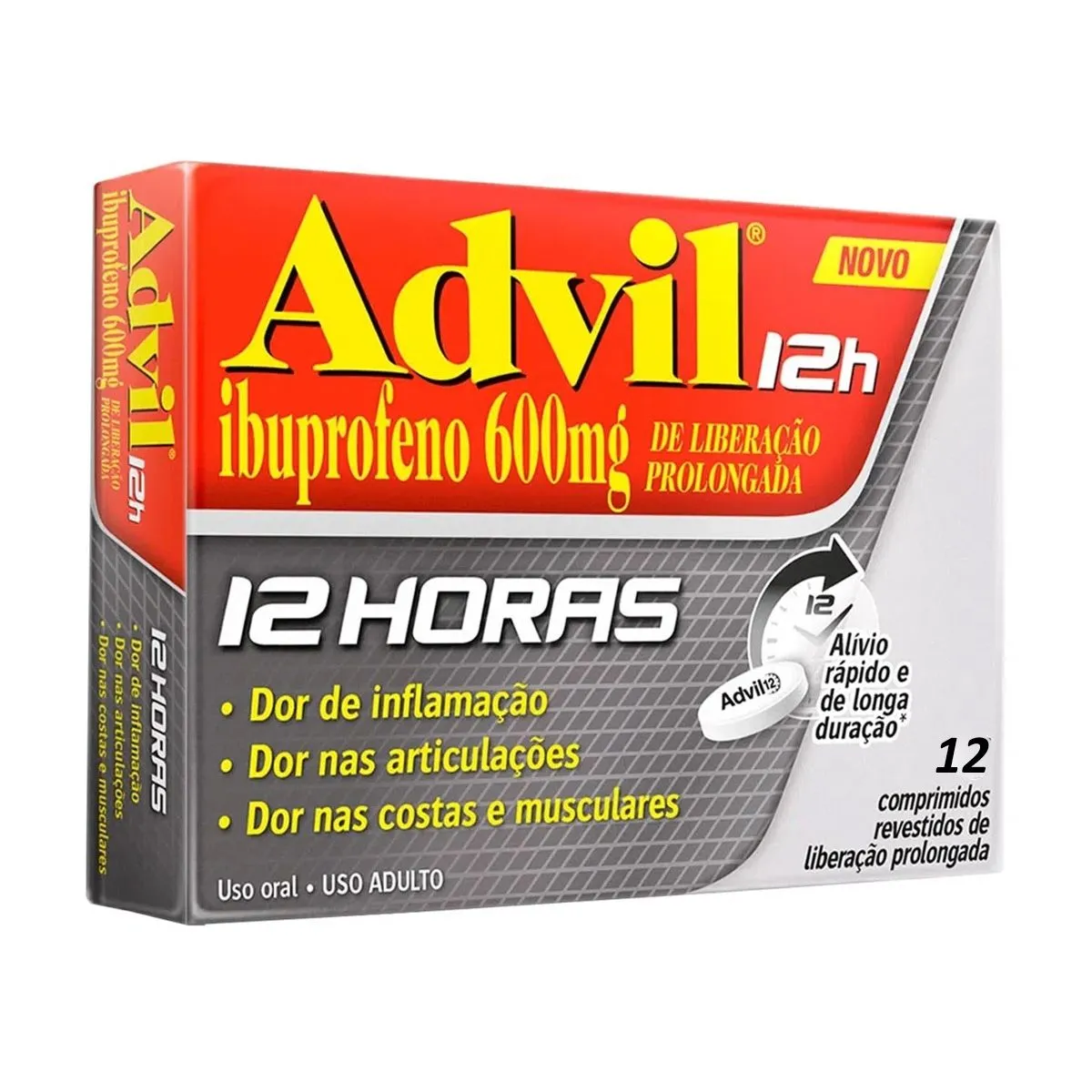 Advil 600mg 12 Horas Com 12 Comprimidos Revestidos Gsk