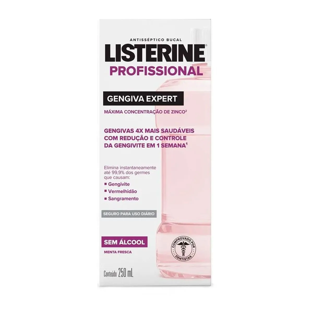Antisséptico Bucal Listerine Profissional Gengiva Expert Menta Fresca Zero Álcool 250ml