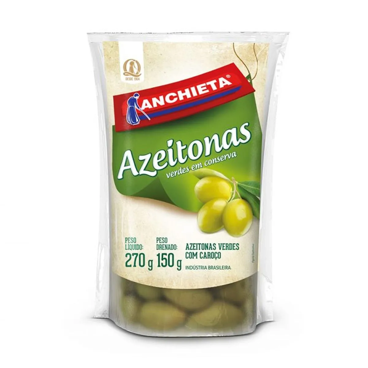 Azeitonas Verdes Com Caroço Anchieta Pouch 150g