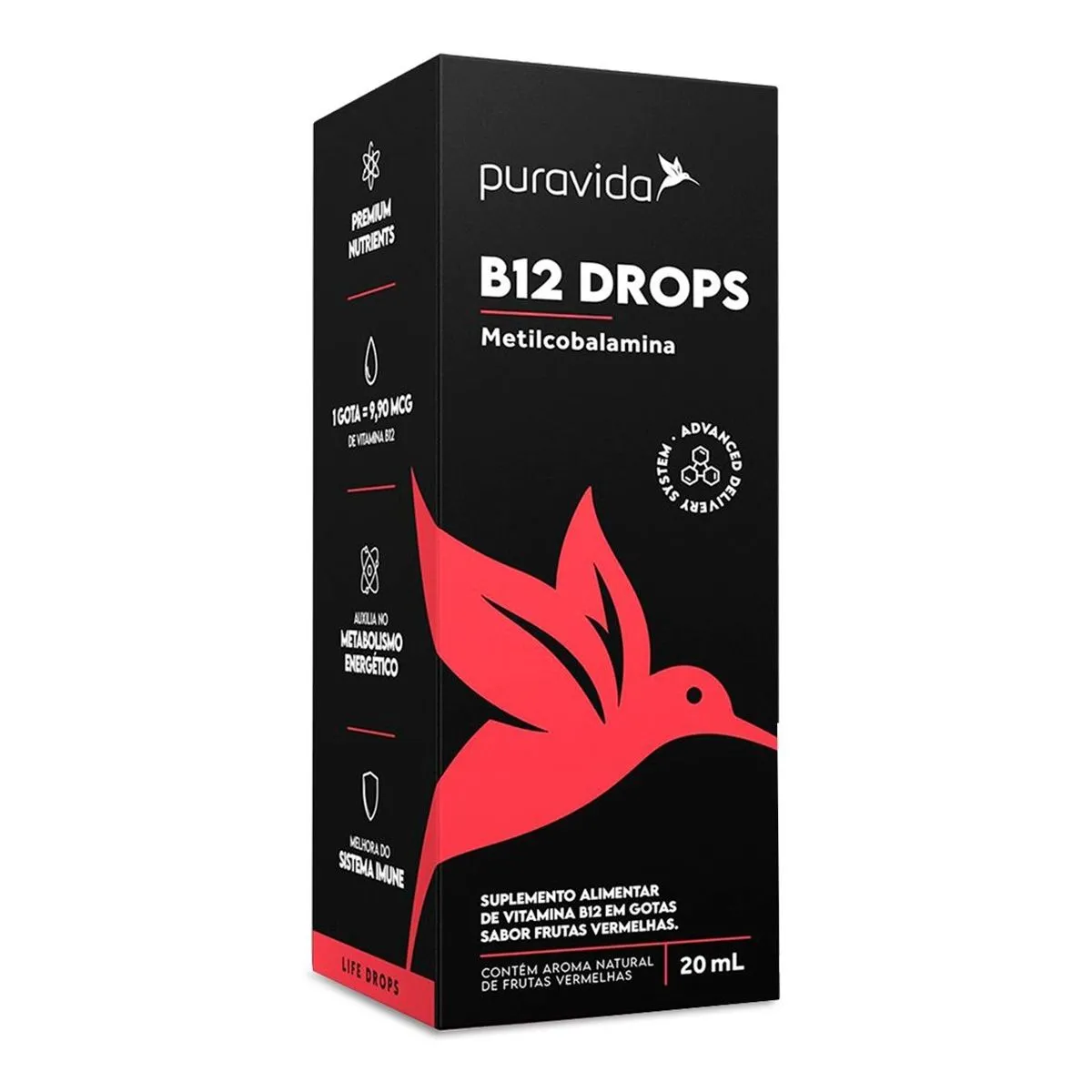 B12 Drops Metilcobalamina Em Gotas Com 20Ml Puravida