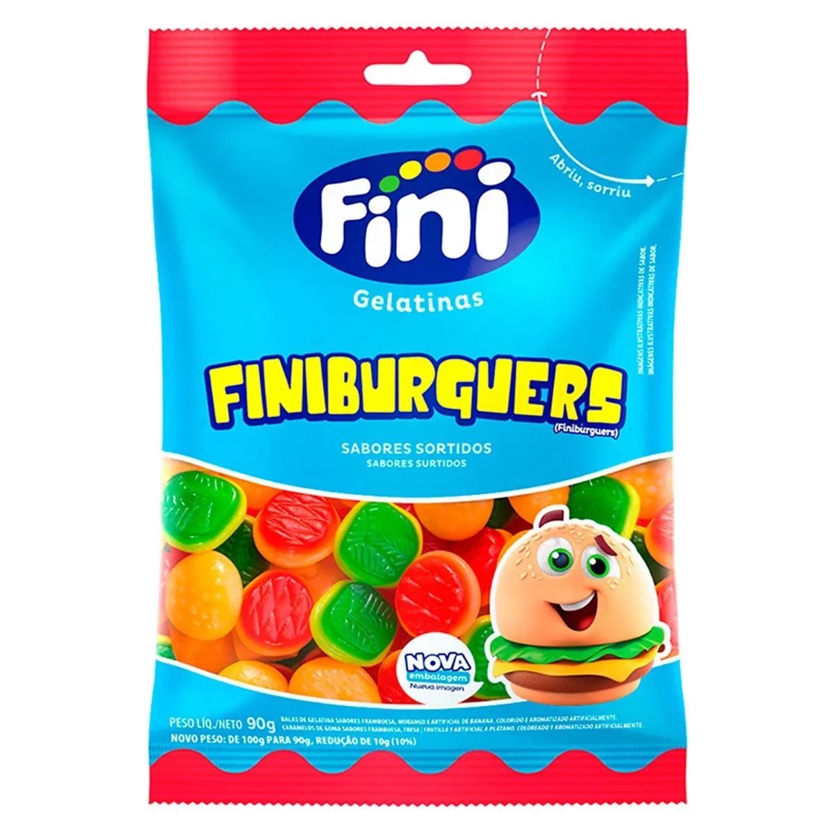 Balas Gelatinosas Finiburguers Sabores Sortidos 90g Fini